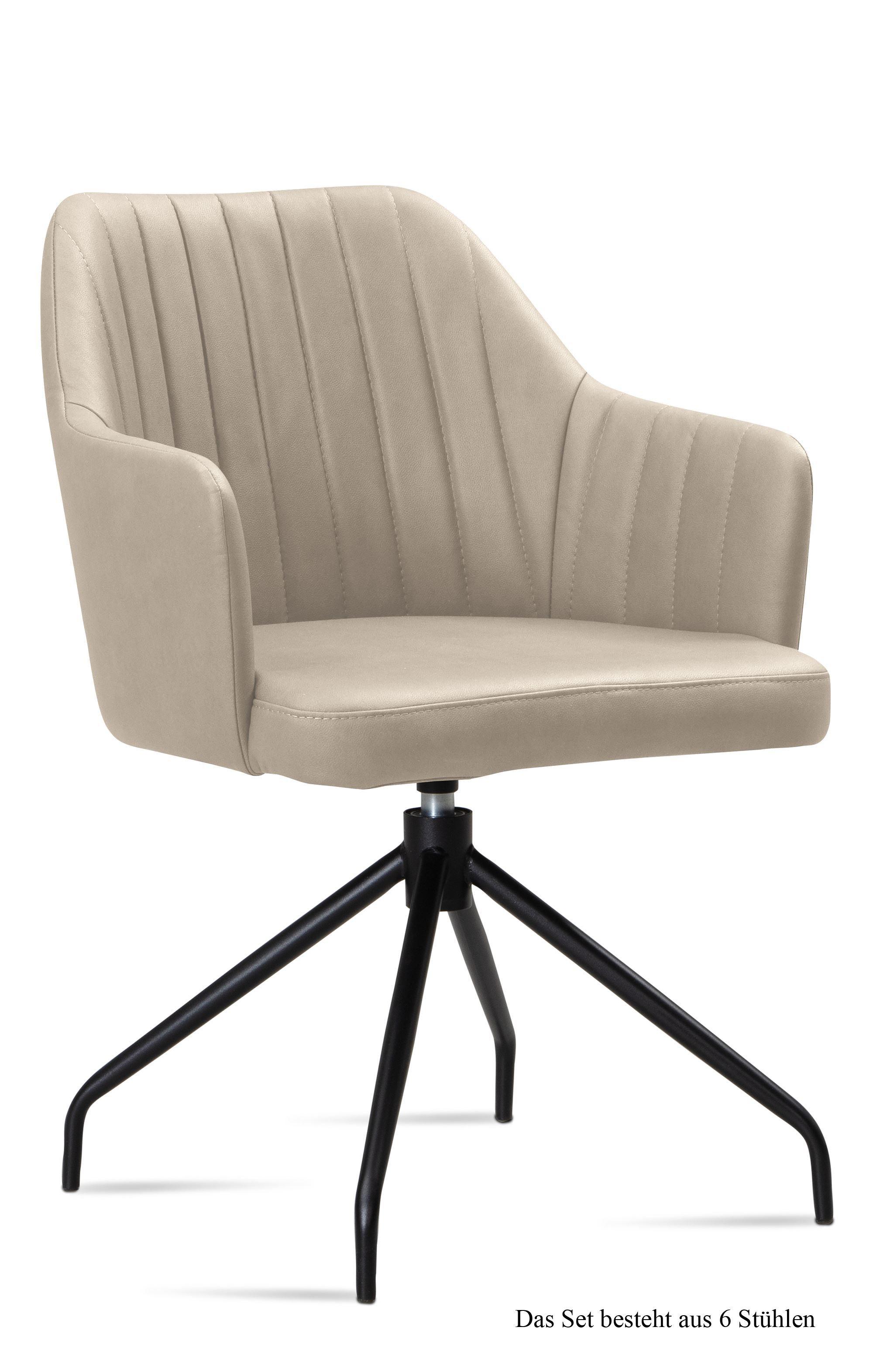 ARMLEHNSTUHL drehbar (6er-Set) Dorena 58x81x60 Schwarz/Natur - Schwarz/Naturfarben, Kunststoff (60/81/58cm) - 58aufmkessel