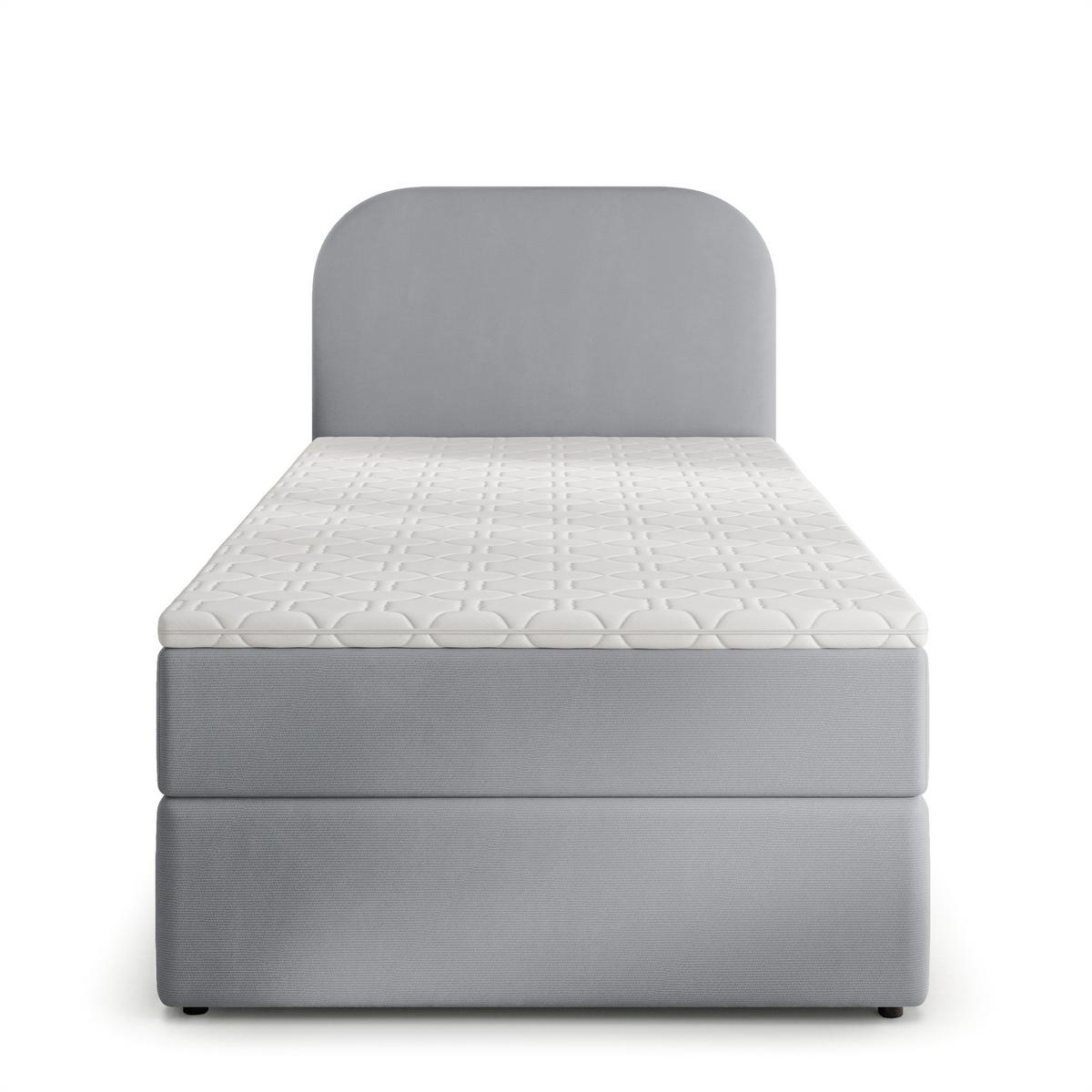 BOXBETT CERIA 100x200 cm mit Matratze und Topper - Grau - Grau, Holz/Textil (100/200cm) - MASSENO
