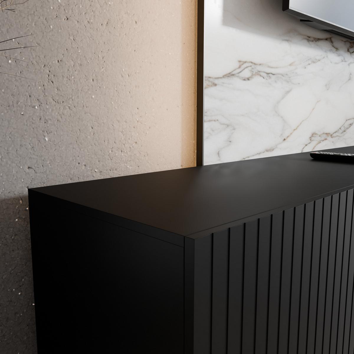 LOWBOARD LIVO 200/41/40 cm, Hängender TV-Schrank Schwarz - Schwarz, Holzwerkstoff (200/41/40cm) - MASSENO