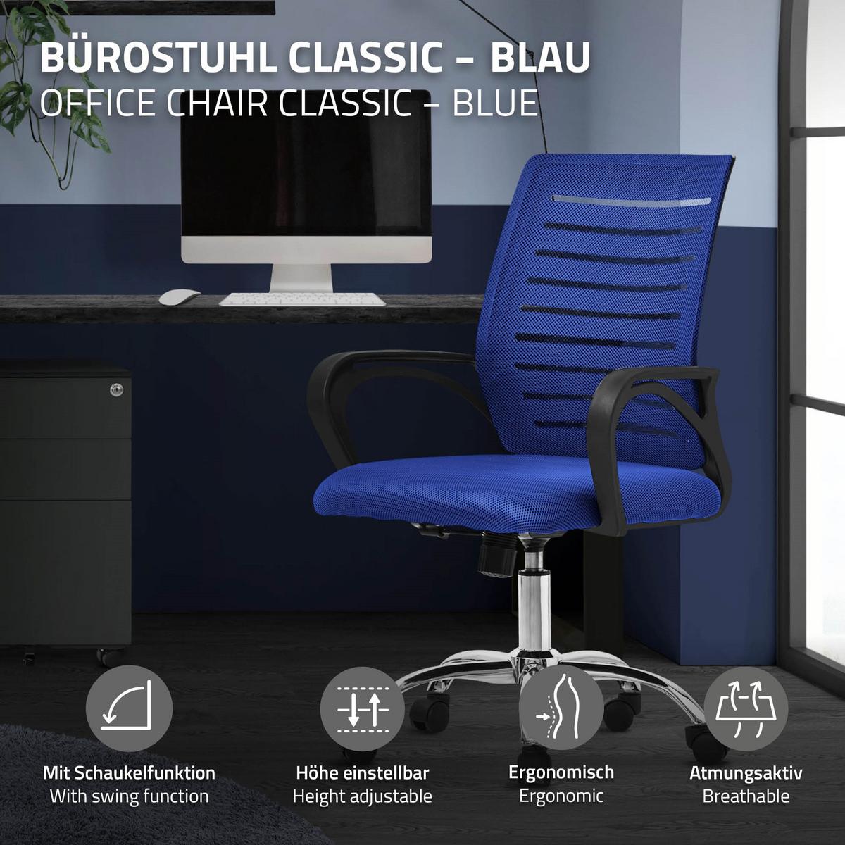 BÜROSTUHL Blau - Blau, Metall (54/99/59cm) - ML-DESIGN