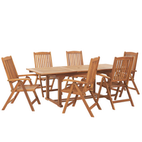 GARTENMÖBEL SET 6-Sitzer Akazienholz hellbraun Java - Hellbraun, Holz - Beliani