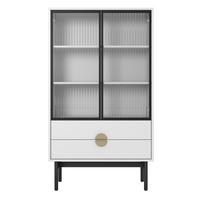 VITRINE Stoon II Weiß 150 cm - Goldfarben/Schwarz, Holzwerkstoff/Metall (85.5/150/41cm) - Selsey