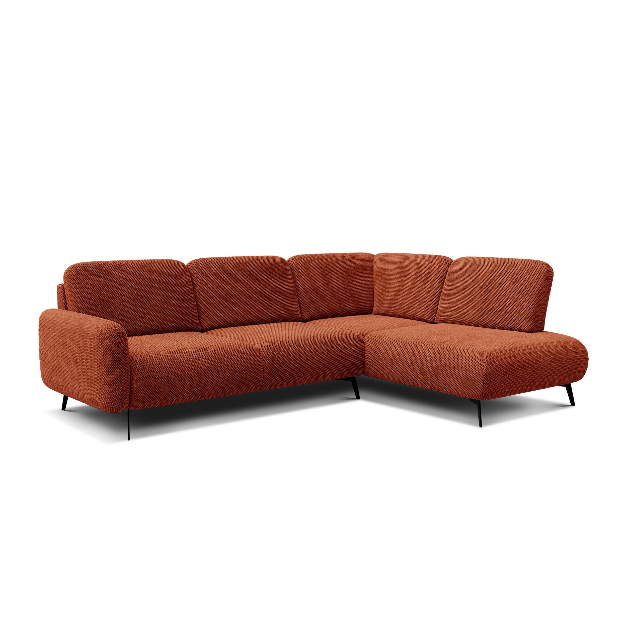 ECKSOFA FEBE 5-Sitzer rechts, dunkelorange - Dunkelorange/Schwarz, Holz/Textil (271/190cm) - Wozimo