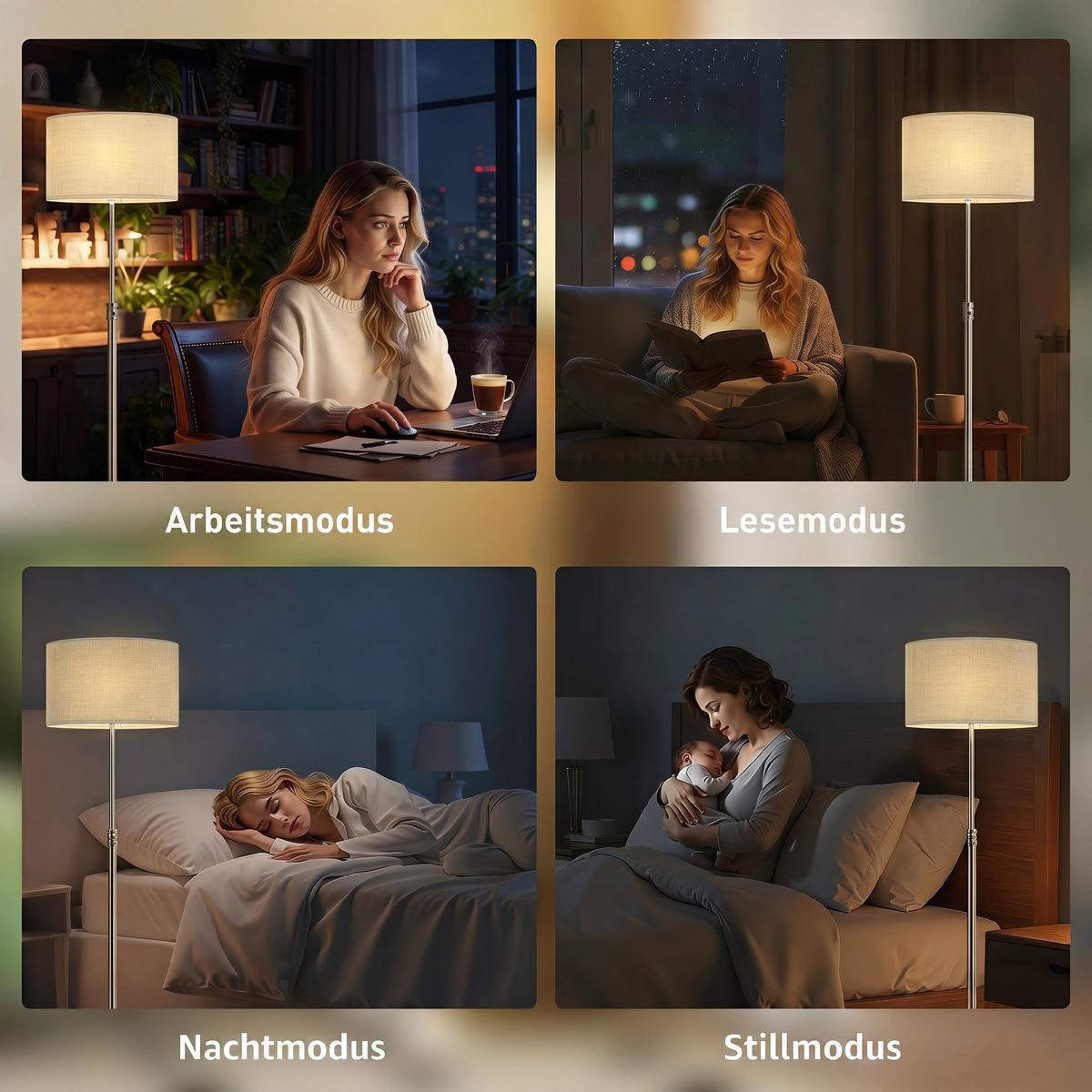 STEHLEUCHTE Stahl Leinenstoff Beige - Beige, Metall (40/40/168cm) - HOMCOM