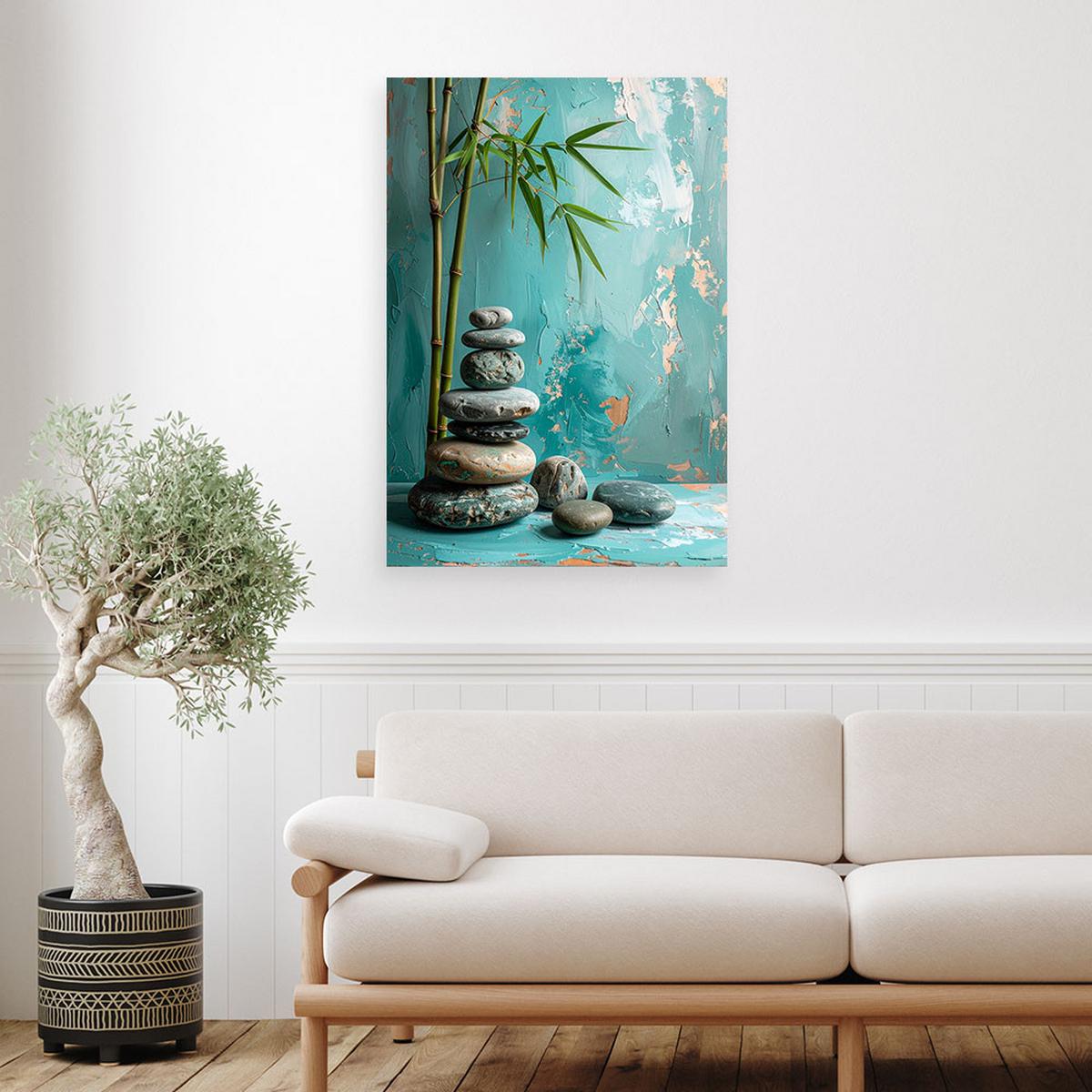 LEINWANDBILD Zen und Orientalisch 60x90cm - Türkis, Textil (60/90cm) - Feeby
