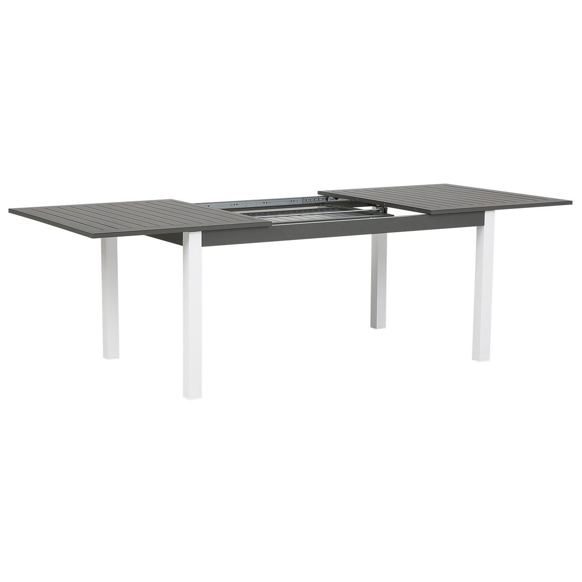 GARTENMÖBEL SET 8-Sitzer Aluminium dunkelgrau Pancole - Weiß/Grau, Metall - Beliani
