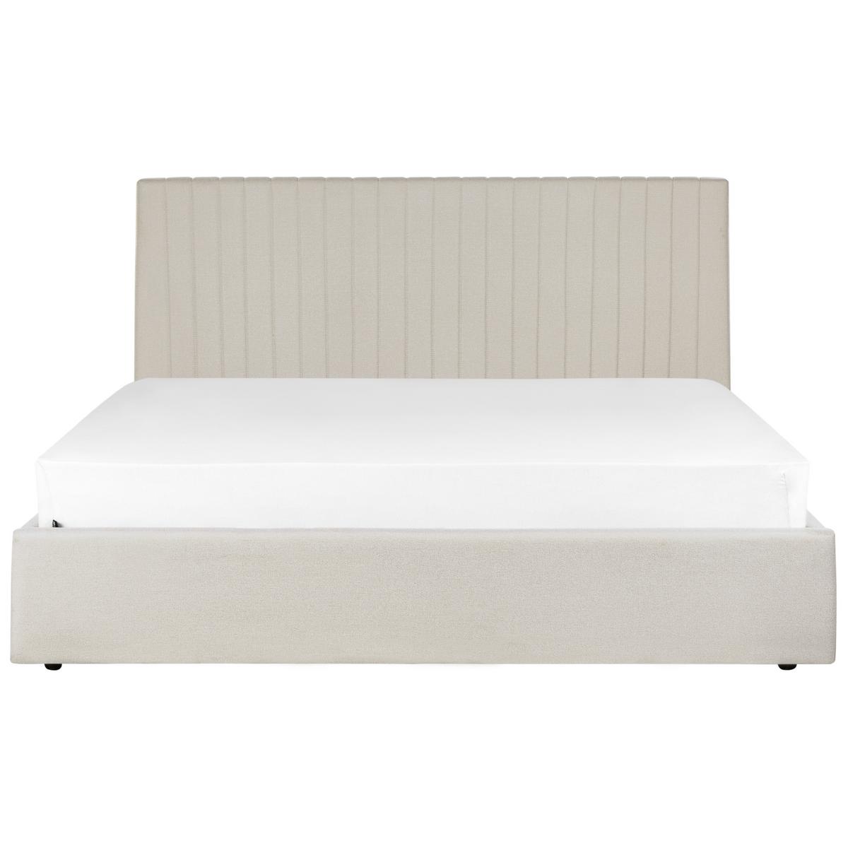 BETT mit Stauraum 180/200 cm Stoff Hellbeige Vion - Beige, Textil (180/200cm) - Beliani