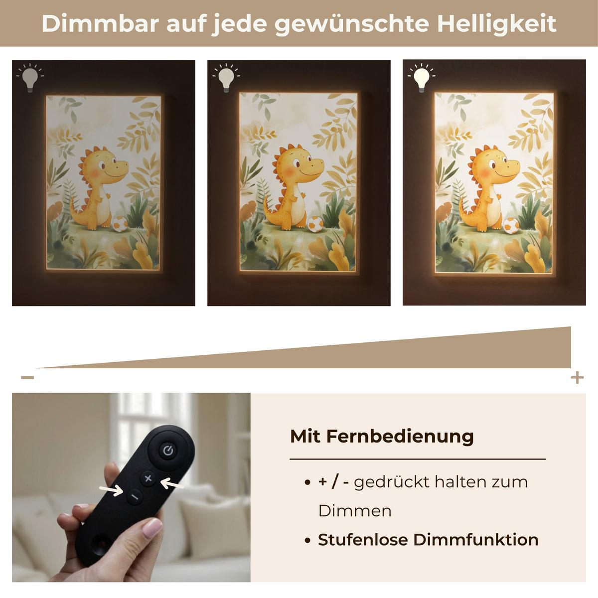 NACHTTISCHLAMPE MIT AKKU Dino - Fußball - Orange 70x100 cm - Beige, Holzwerkstoff (8/70/100cm) - OnlyWow
