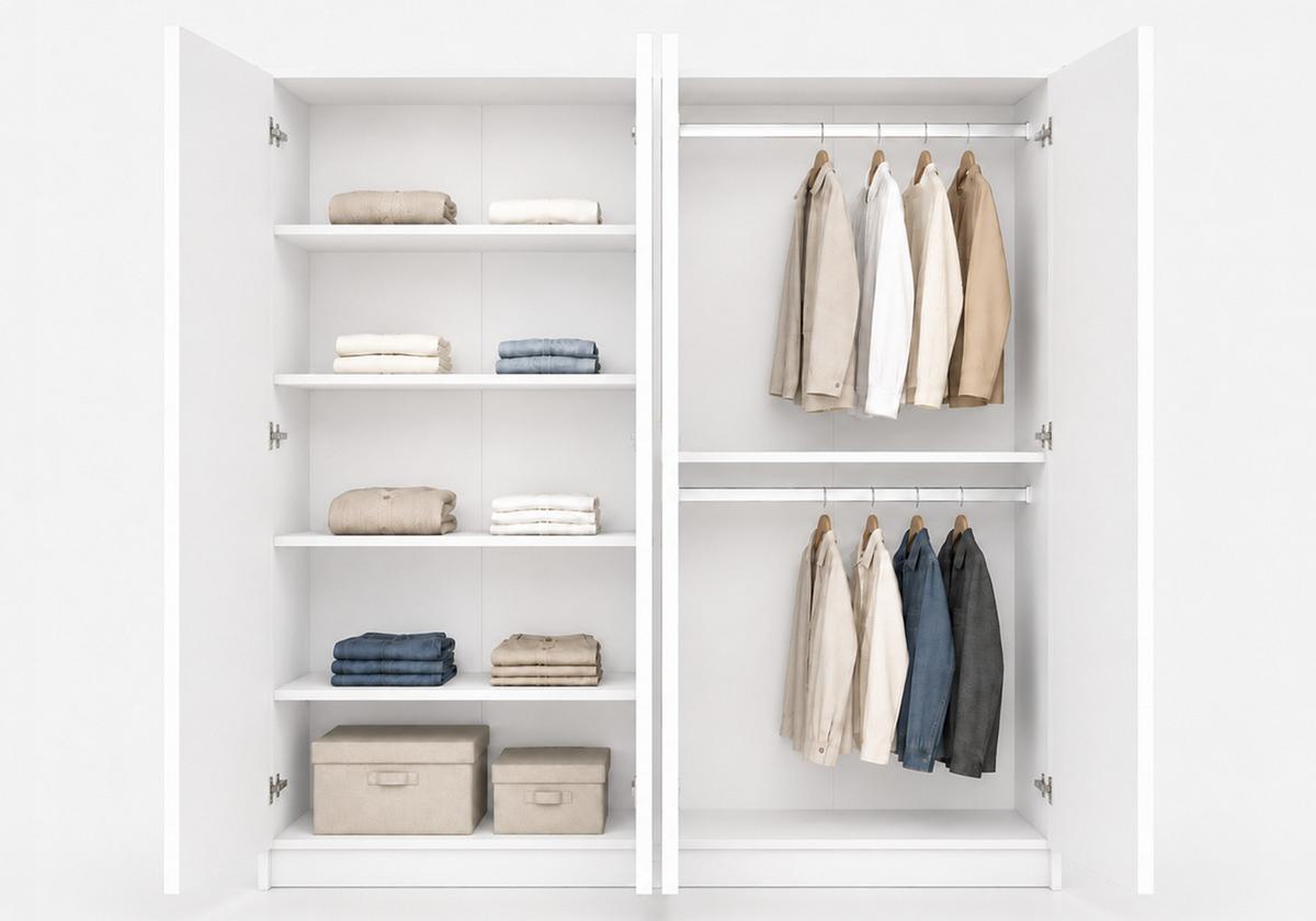 DREHTÜRENSCHRANK ROSA 4D 200/210/55 cm 4-türig Weiß - Goldfarben/Weiß, Holz/Holzwerkstoff (200/210/55cm) - imoebel24
