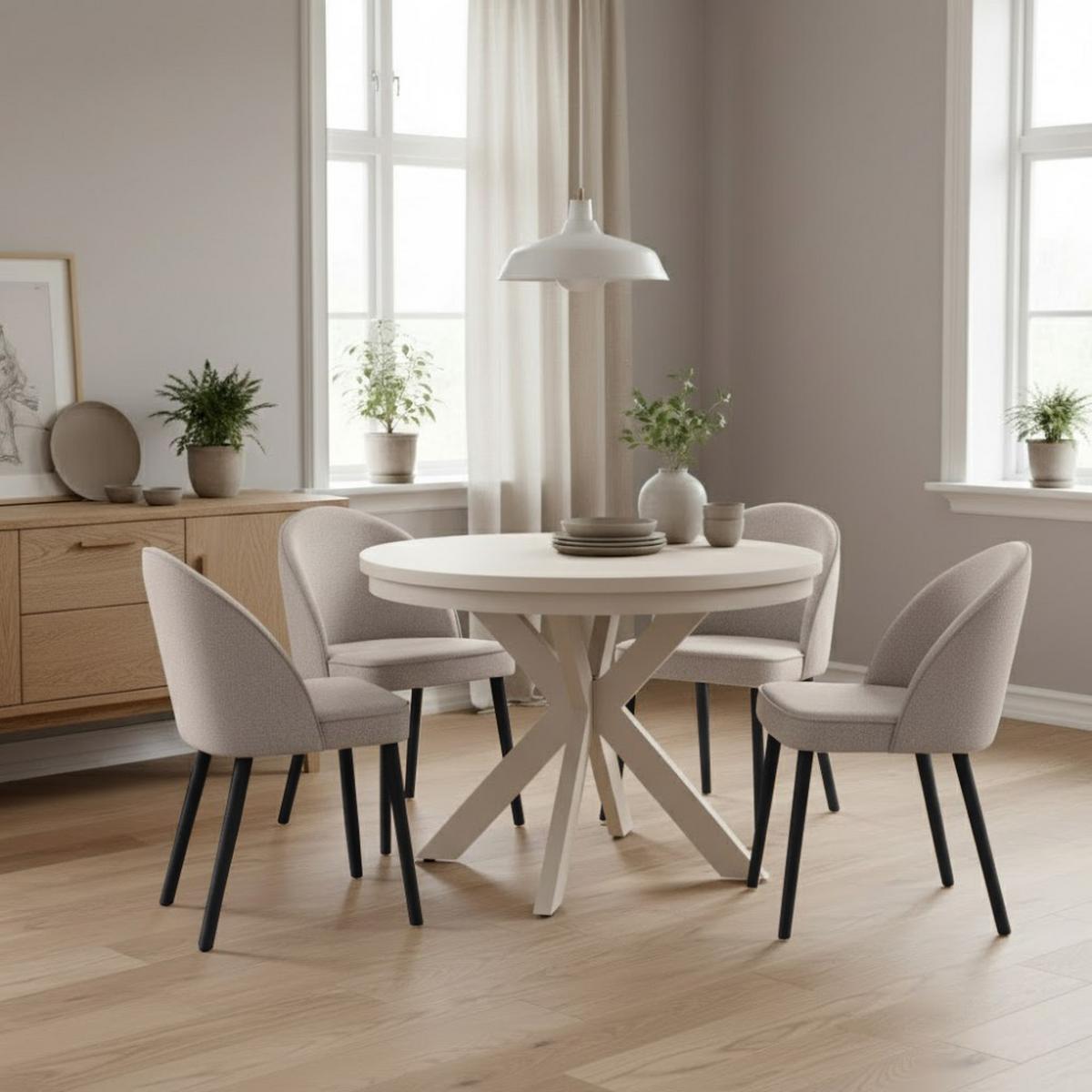 STUHL Luna, Polsterstuhl für das Esszimmer mit schwarzen Holzbeinen, Beige - Beige/Schwarz, Holz (51/87/46cm) - Beautysofa
