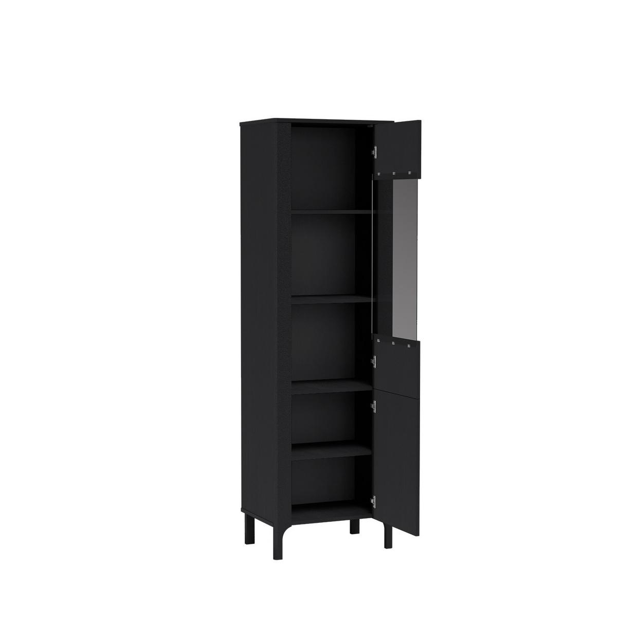 VITRINE ALICANTE 197 / 60 cm in Schwarz - Schwarz, Holzwerkstoff (60/197/40.5cm) - MASSENO