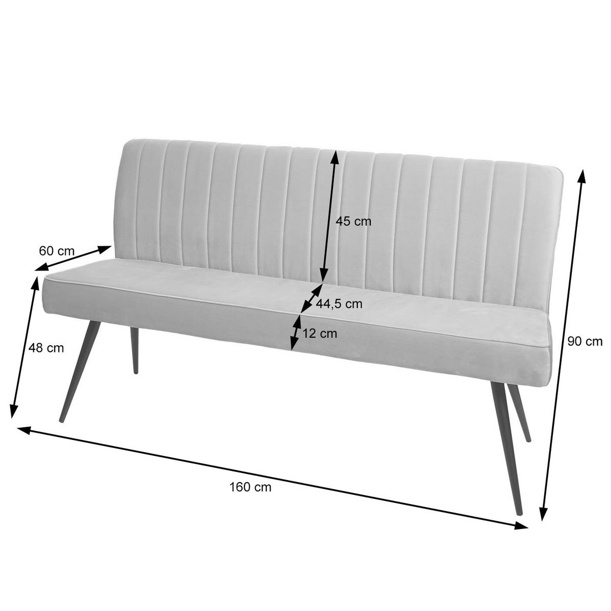 SITZBANK Grau - Dunkelgrau/Grau, Metall (160/90/60cm) - MCW