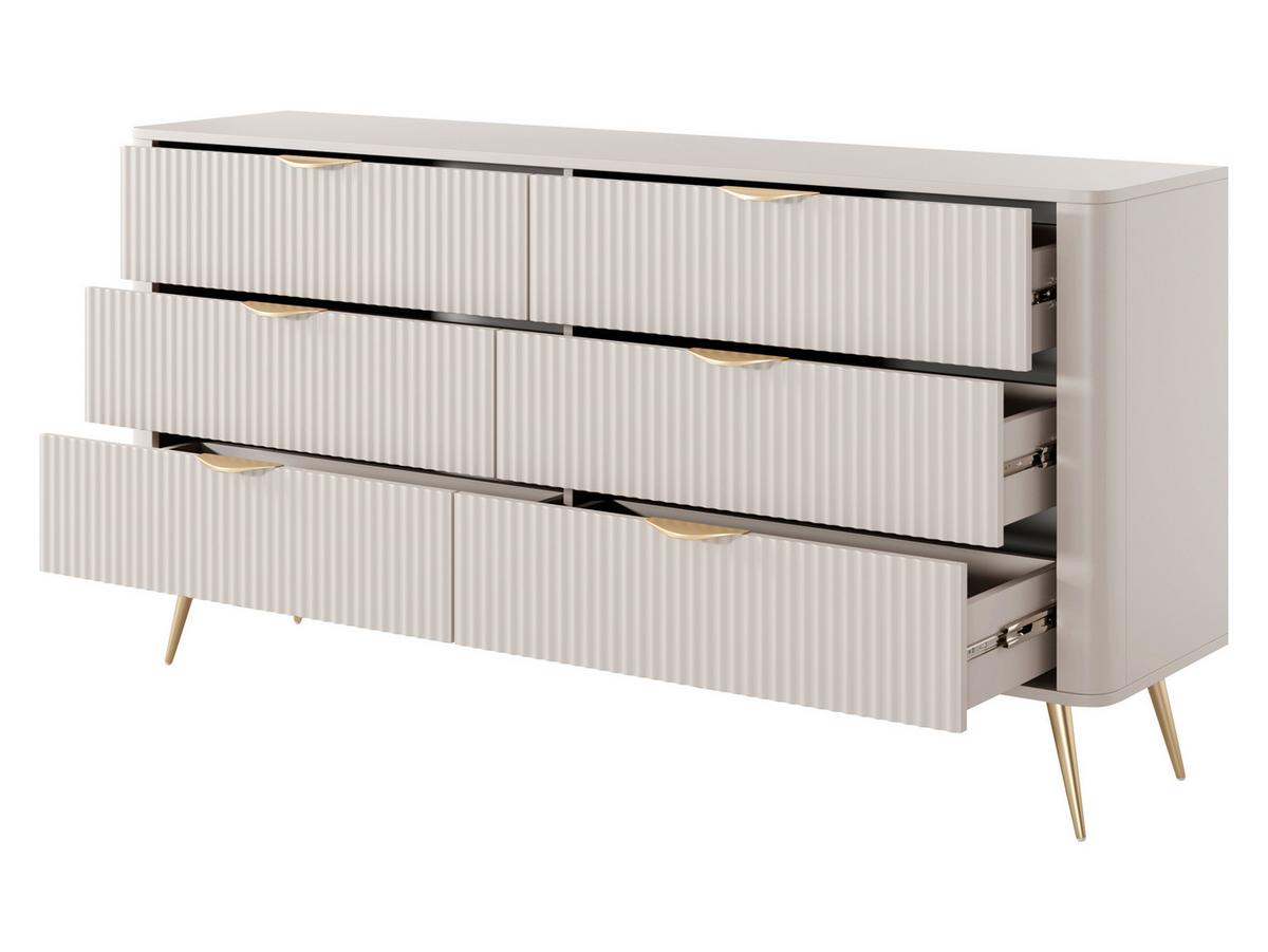 KOMMODE Lante 6S - Dunkelgrau/Schwarz, Holzwerkstoff/Metall (164/82/38cm) - MIRJAN24