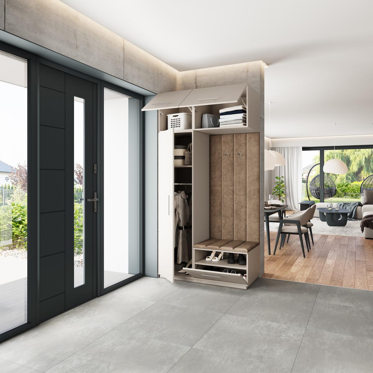 GARDEROBENSCHRANK REMA 120/240/60 cm Modern Garderobe-Set Kaschmir - Kaschmir/Mokka, Holzwerkstoff (120/240/60cm) - MASSENO