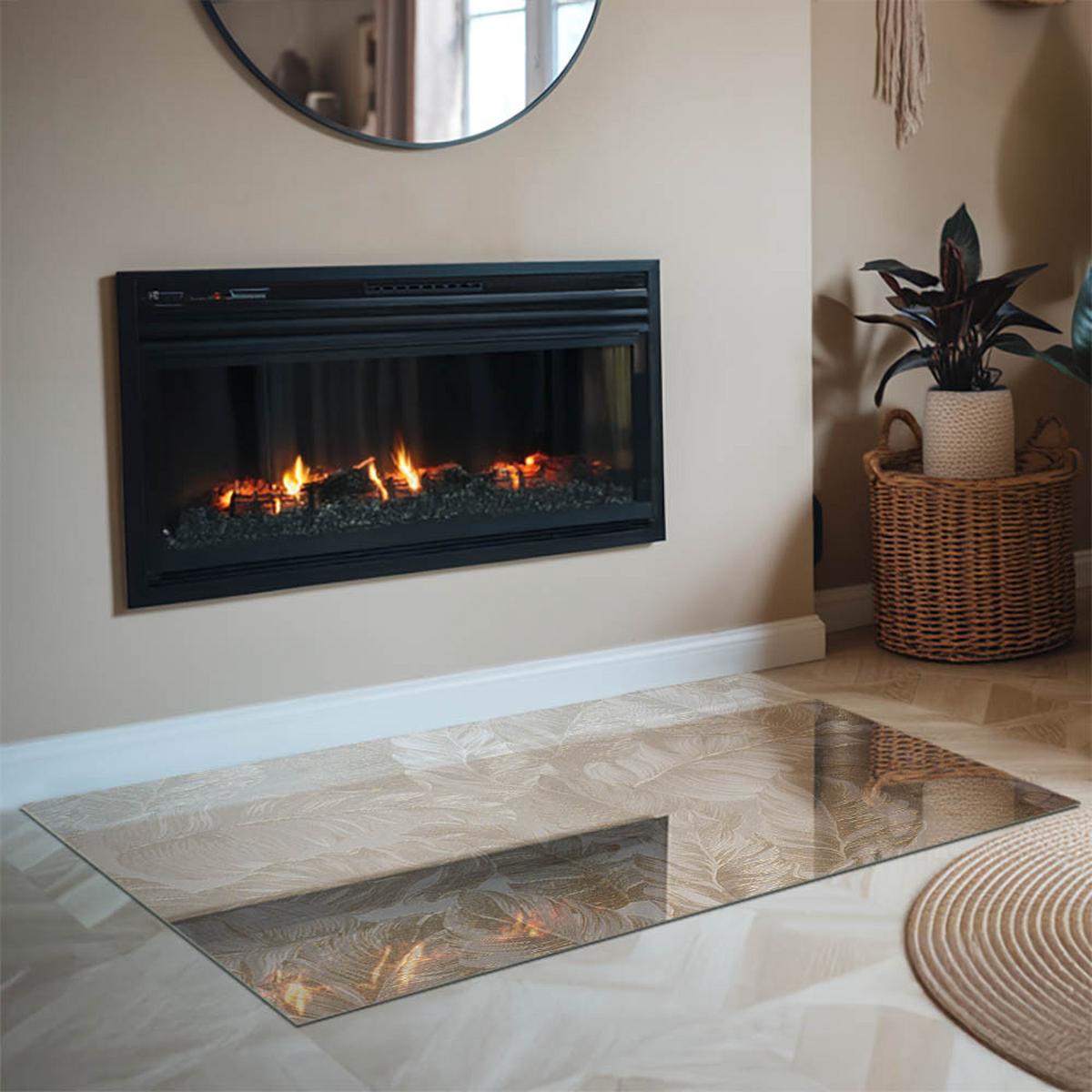 GLASPLATTE für Kamin 120x80 cm - Beige, Glas (120/80/0.4cm) - TULUP