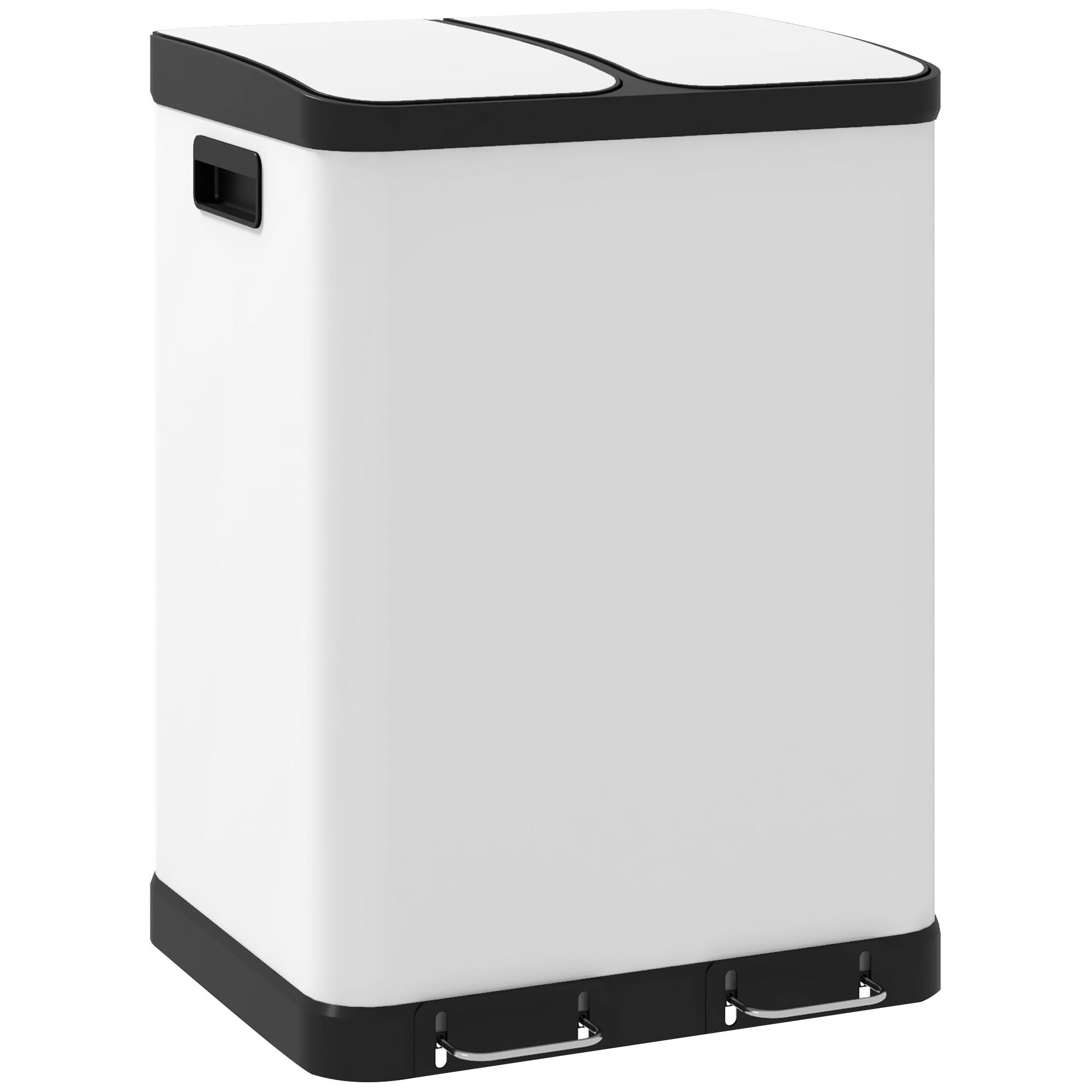 TRETEIMER 30l Metall Kunststoff Weiß - Weiß, Metall (39.5/67/48.8cm) - HOMCOM