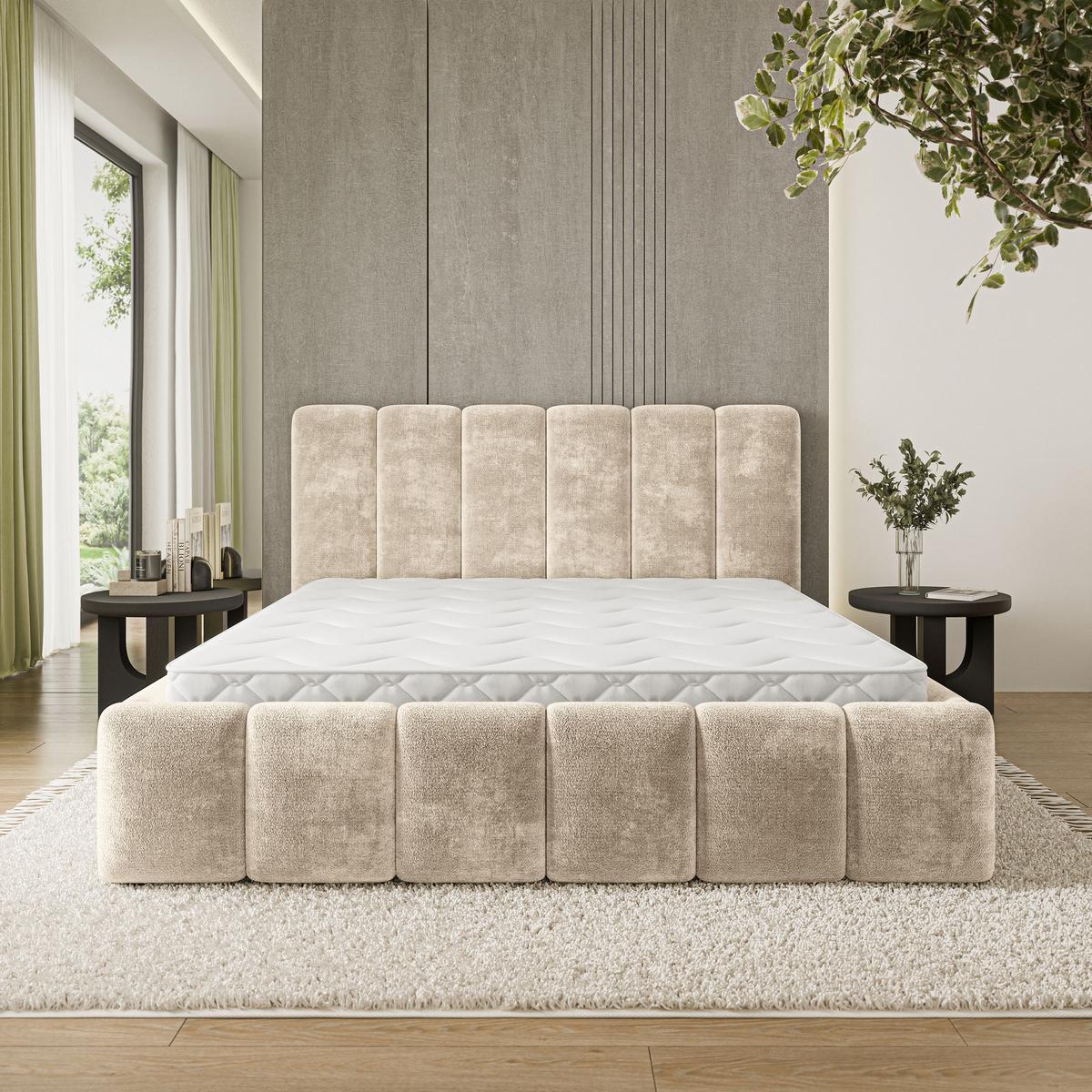 POLSTERBETT ATTORA LM 200x200 cm mit Bettkästen - Creme - Creme, Holz (200/200cm) - MASSENO