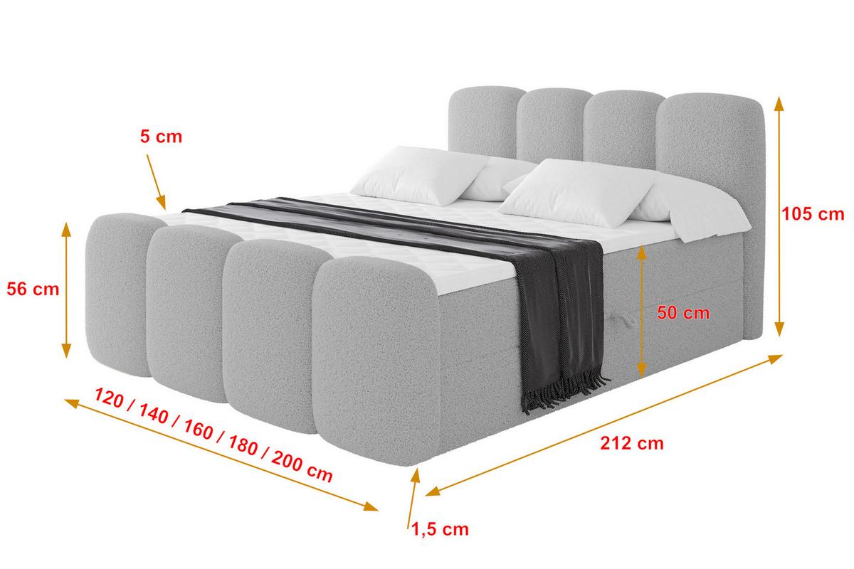 BOXBETT mit Matratze H4 - NINA-Z - 140x200 cm Hellgrau - Hellgrau, Holzwerkstoff (140/200cm) - ALTDECOR