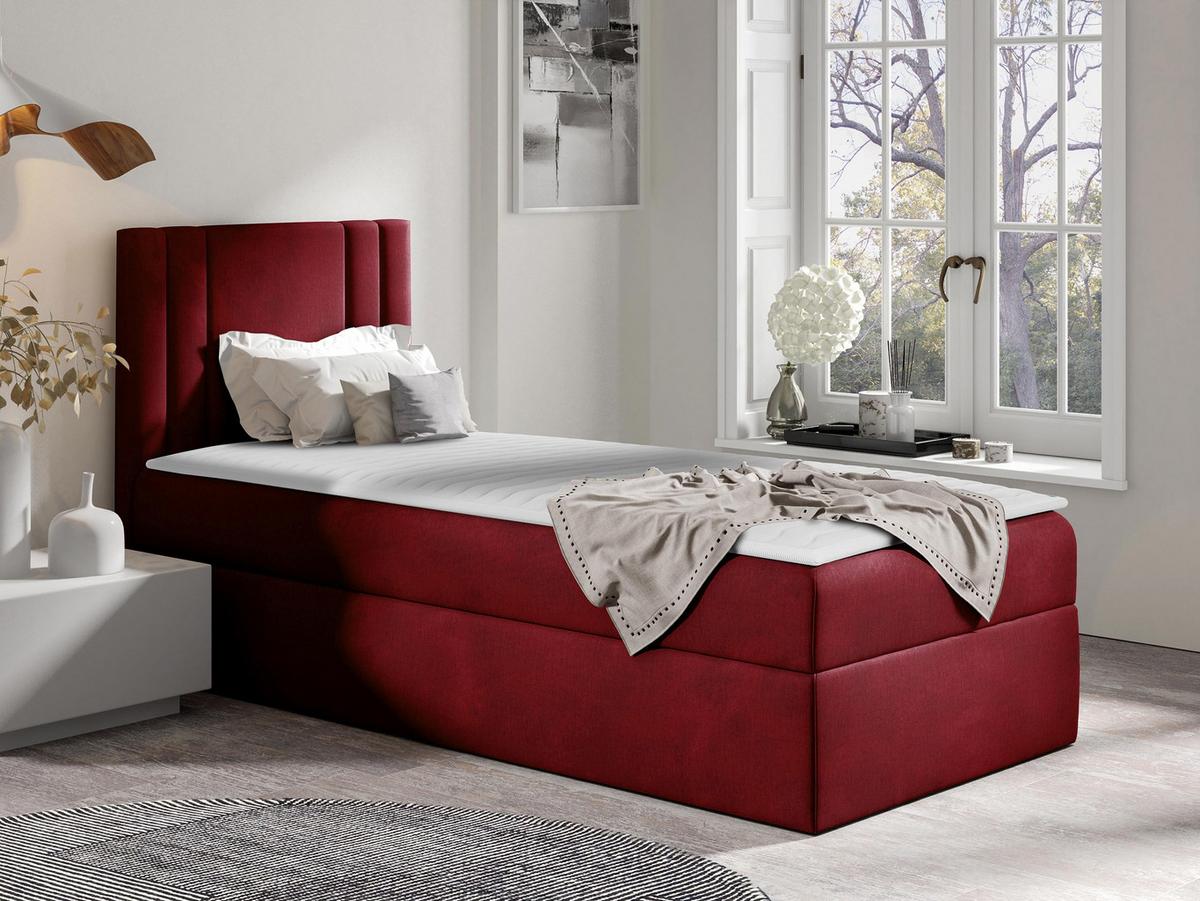BOXBETT Carmen Mini, Seite zum Öffnen des Bettkastens: Links - H3 - Dunkelrot, Holz (90/200cm) - MIRJAN24