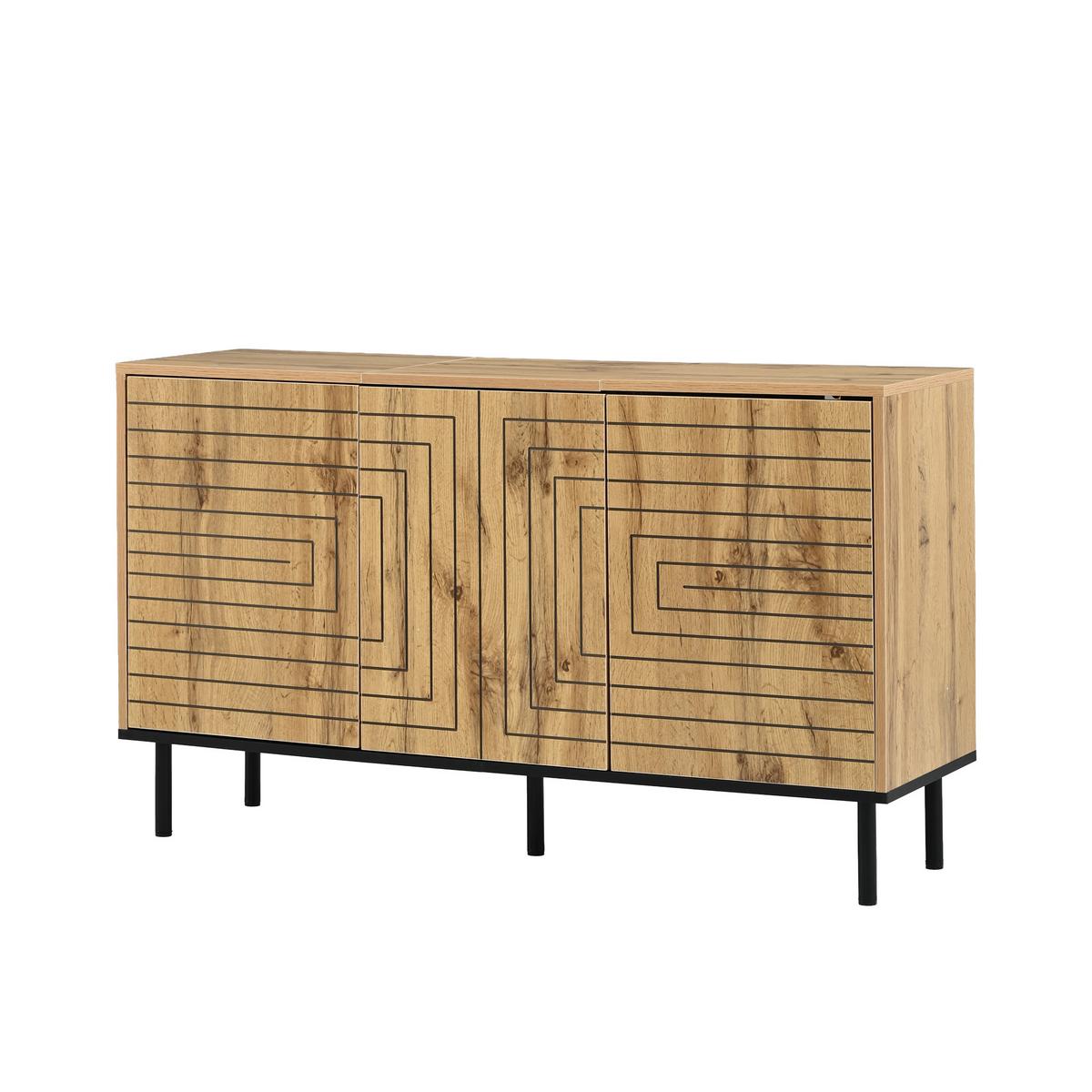 SIDEBOARD Eichenfarbe mit 6 Schubladen Grifflose Holzkommode - Naturfarben, Holzwerkstoff (120/68/35cm) - Urban Meuble