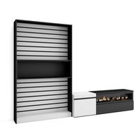 WOHNWAND Elektrokamin, weiß, schwarz, 260/35/186cm - Multicolor/Schwarz, Holzwerkstoff (260/186/35cm) - Skraut Home