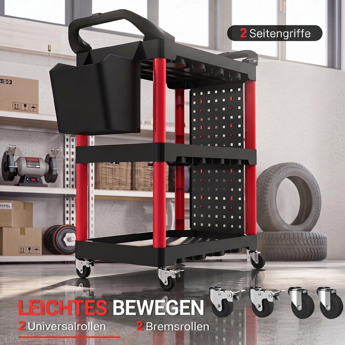 WERKZEUGWAGEN Kunststoff Schwarz und Rot - Schwarz, Kunststoff (43/96/95cm) - HOMCOM