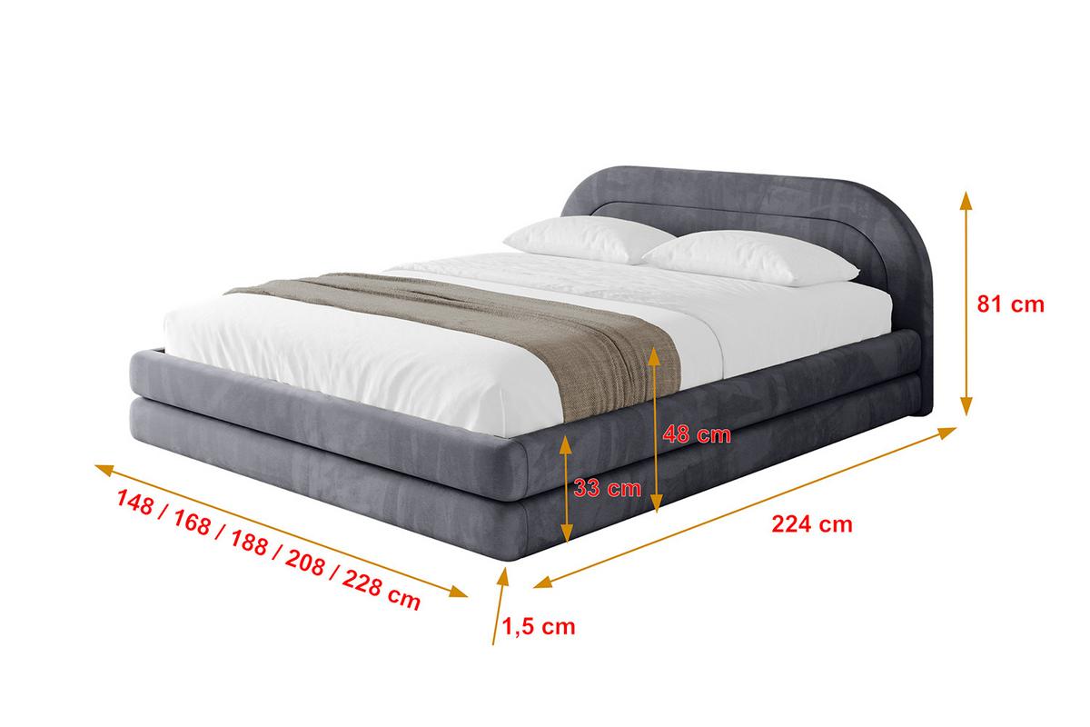 POLSTERBETT mit Bettkasten und Lattenrost, Bett mit Matratze H3/H4 - LERIS-v1 180x200 Dunkelgrau - Dunkelgrau, Holzwerkstoff/Textil (180/200cm) - ALTDECOR