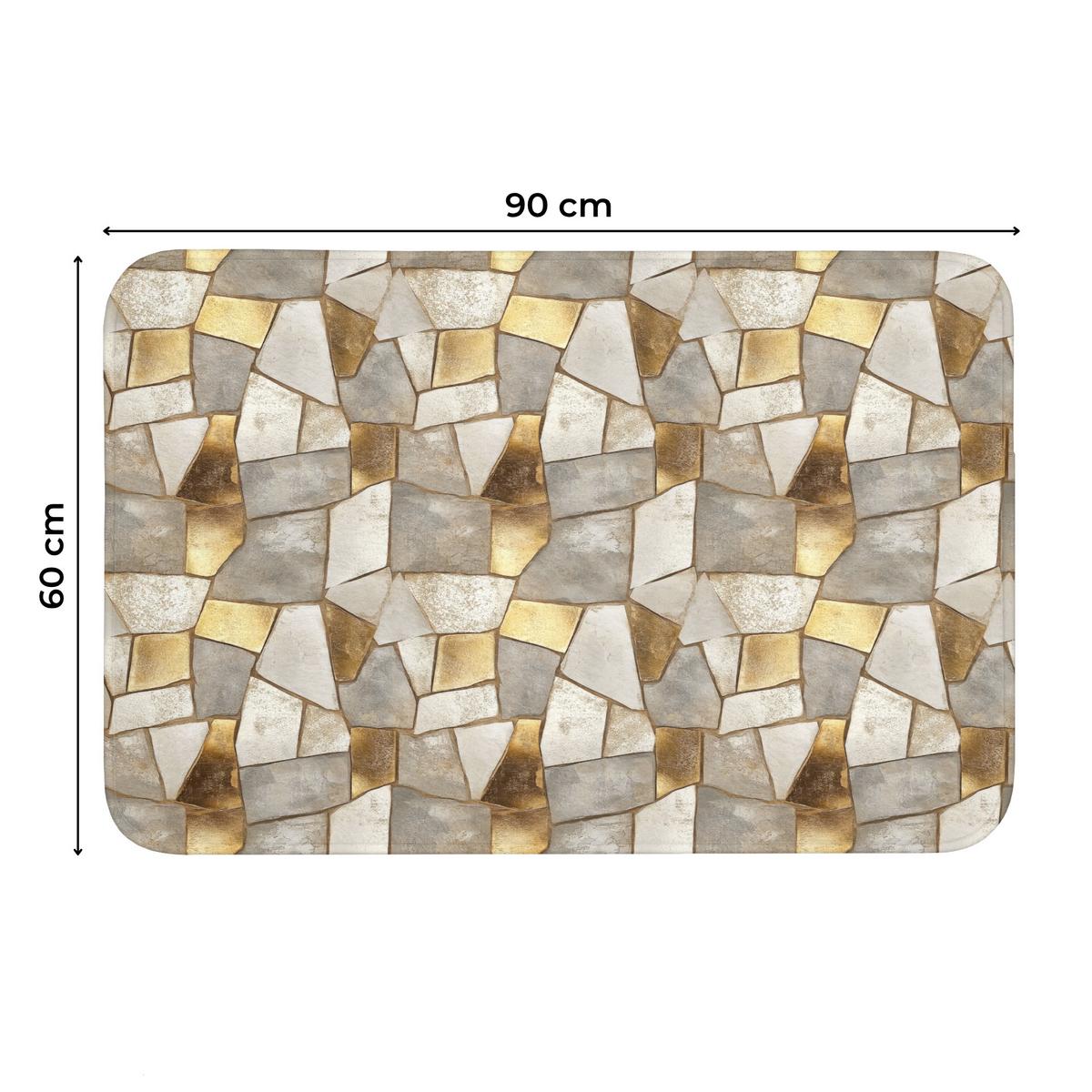 WC-VORLEGER Mosaik - Marmor - Gold Toilettenteppich 90x60 cm - Champagner, Textil (90/1cm) - OnlyWow