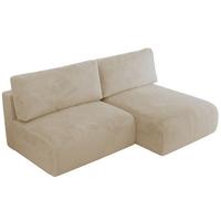 ECKSCHLAFSOFA VIVO L Creme Plüsch - rechts - Creme/Schwarz, Kunststoff/Textil (150/223cm) - MKS