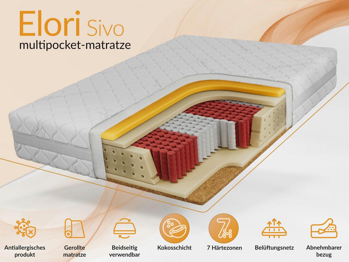 TASCHENMATRATZE ELORI - 120/200 - H3/H4 - Sivo - Weiß, Textil (120/200cm) - MKS