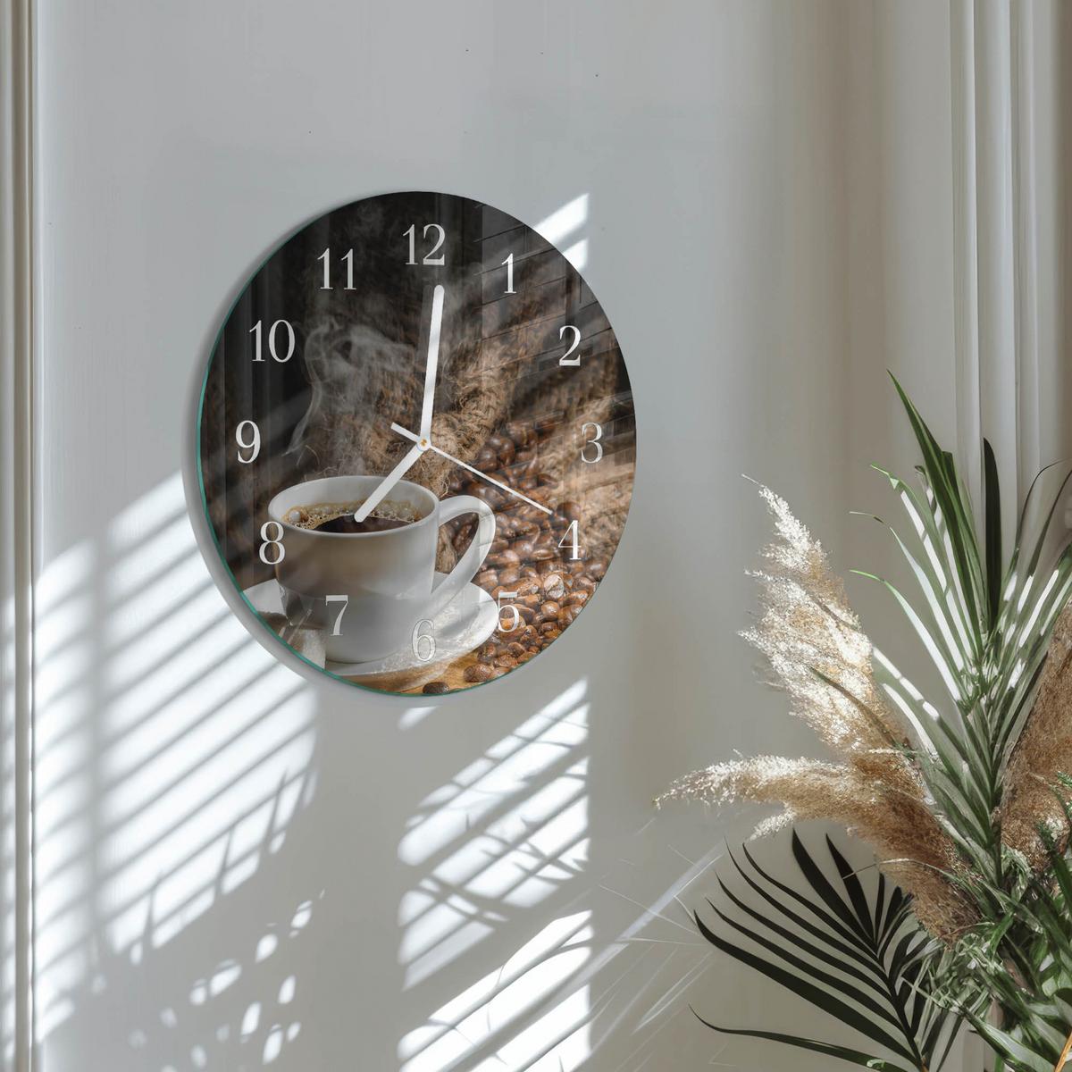 WANDUHR aus Glas Ø30 cm - Kaffee - Braun, Glas (30/30/0.4cm) - TULUP