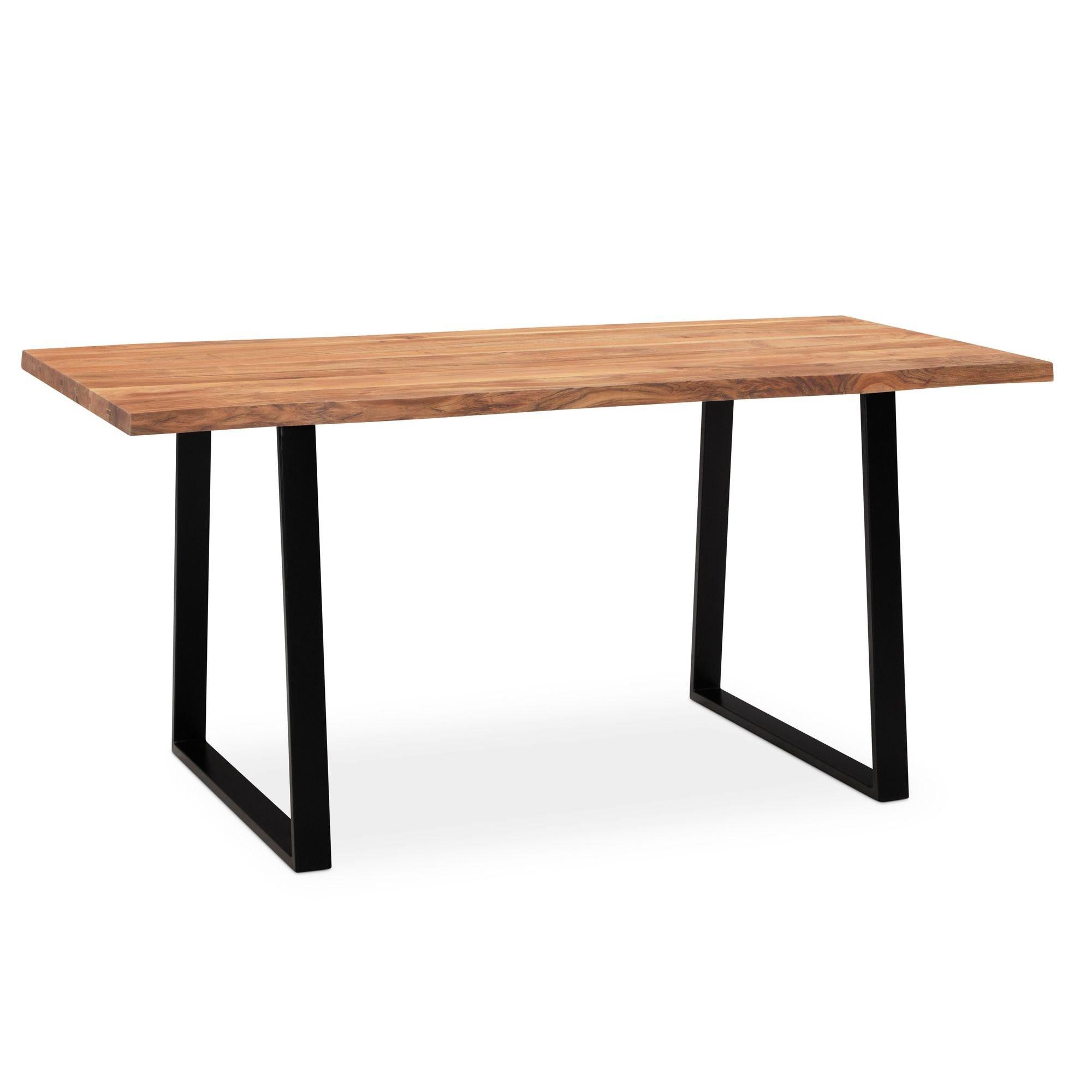 SCHREIBTISCH Massivholz Baumkante Handgefertigt Akazie TARN, Goldbraun-Schwarz 140x80x76 cm - Schwarz/Braun, Holz/Metall (80/140/76cm) - KADIMA DESIGN