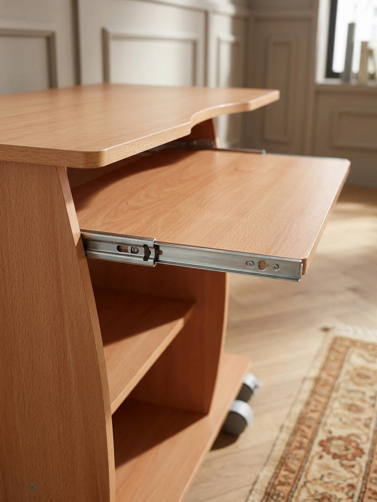 SCHREIBTISCH Computertisch Rollen 3D-Ecken, Beige 90x50x71 cm - Beige/Weiß, Holz (50/90/71cm) - KADIMA DESIGN