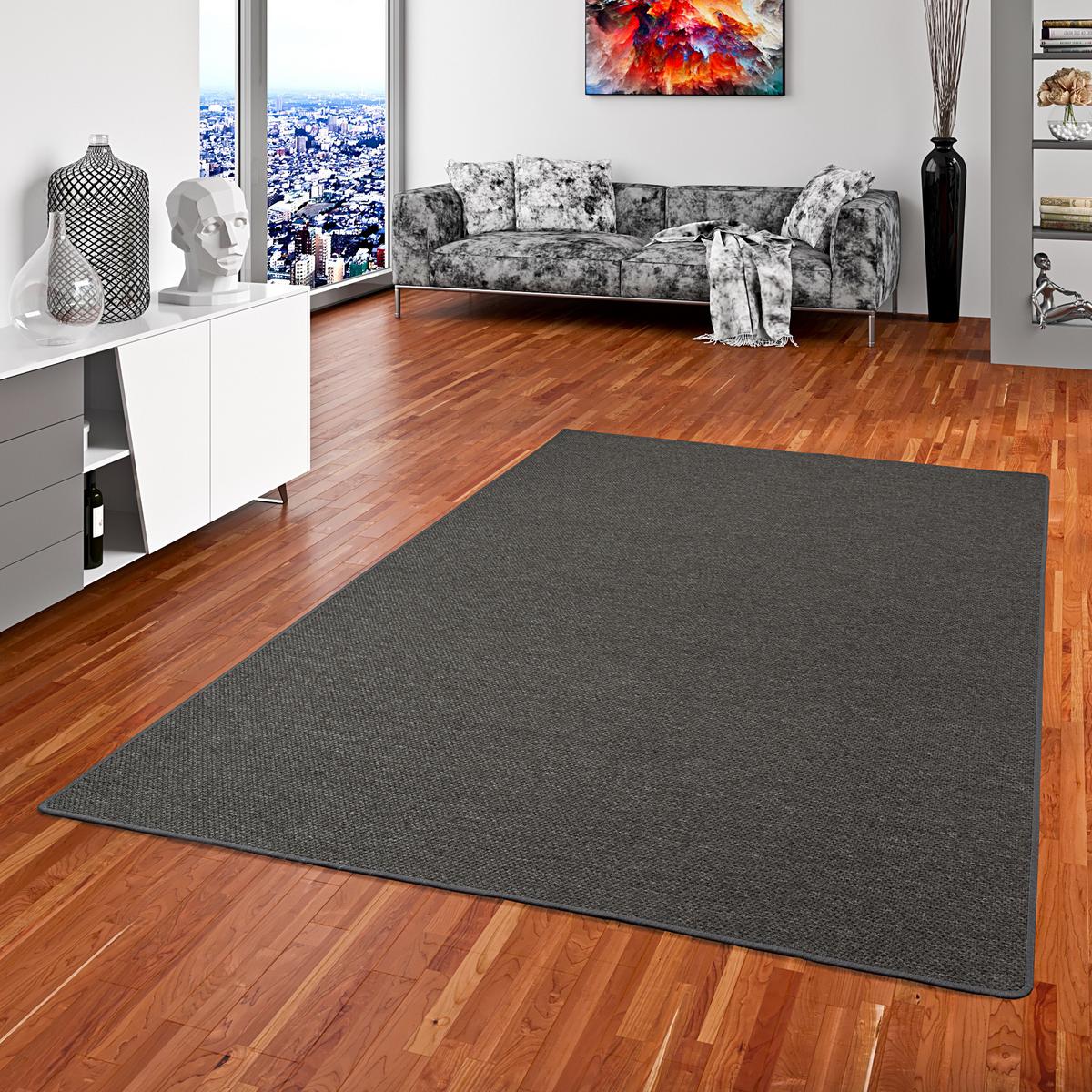 FLACHGEWEBE NATUR TEPPICH BENTZON - Anthrazit, Textil (100/100cm) - Snapstyle