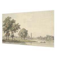 FOTOTAPETE 416x254 cm - Ein ruhiger Park - Grau, Textil (416/254cm) - Wallfluent