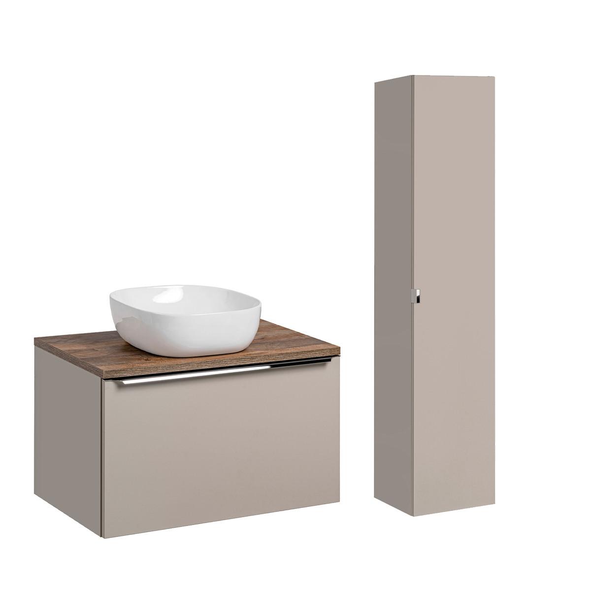 BADMÖBEL 80cm Éros 2er-Set Taupe - Taupe, Holzwerkstoff (80/48/46cm) - Petits-meubles
