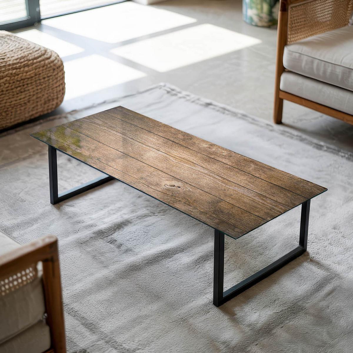 TISCHPLATTE 125x50 cm Der Aufbau von Holzbrettern - Dunkelbraun, Glas (0.4/125/50cm) - TULUP