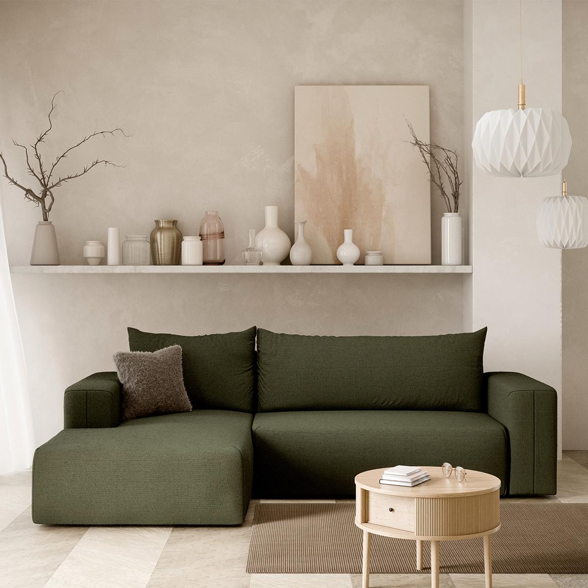 ECKSOFA Bliss 3 Sitzplätze Tannengrün - Grün, Holz (268/163cm) - Petits-meubles