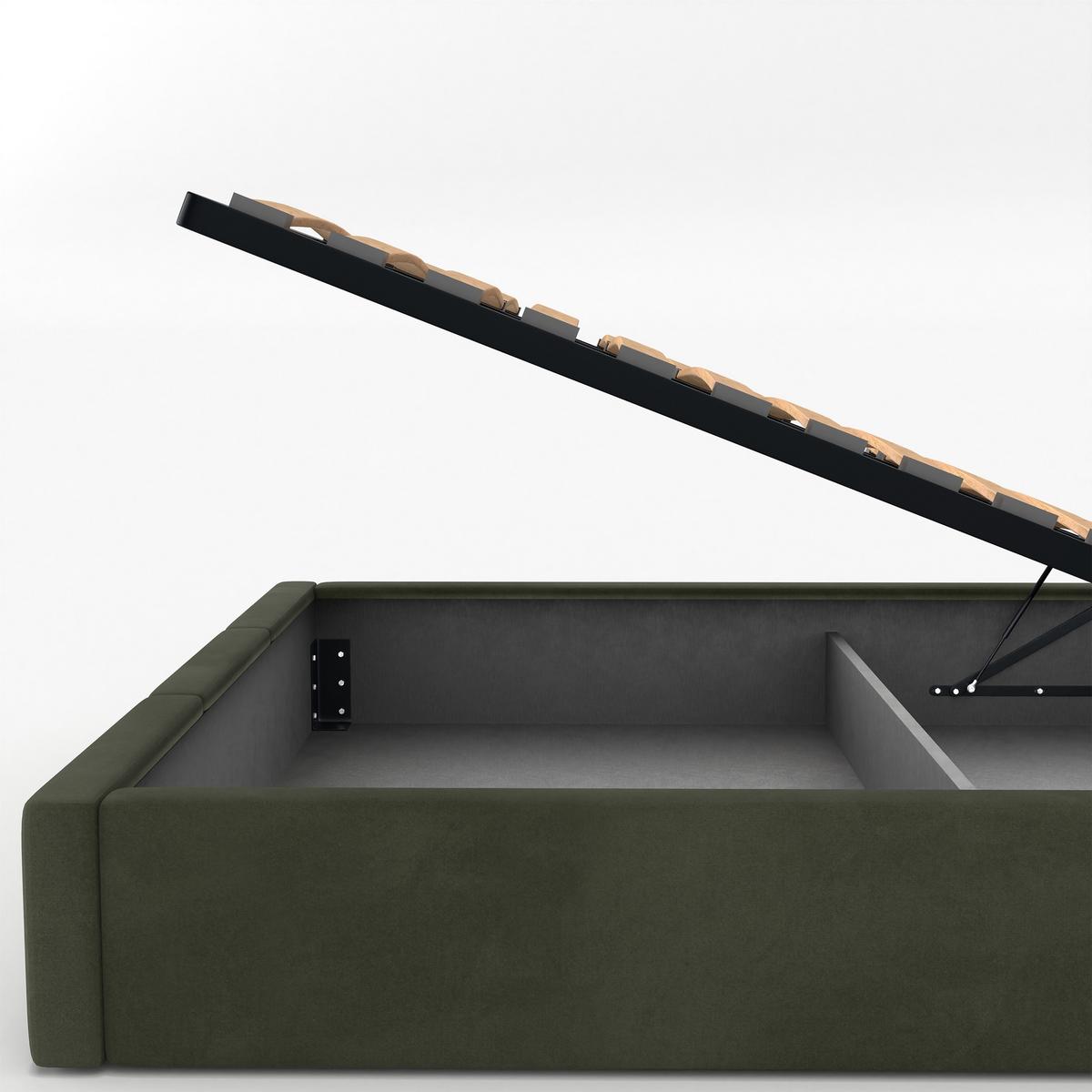POLSTERBETT für Schlafzimmer Bett mit Stauraum Khaki 90x200 - Olivgrün, Holzwerkstoff/Metall (90/200cm) - Muralo