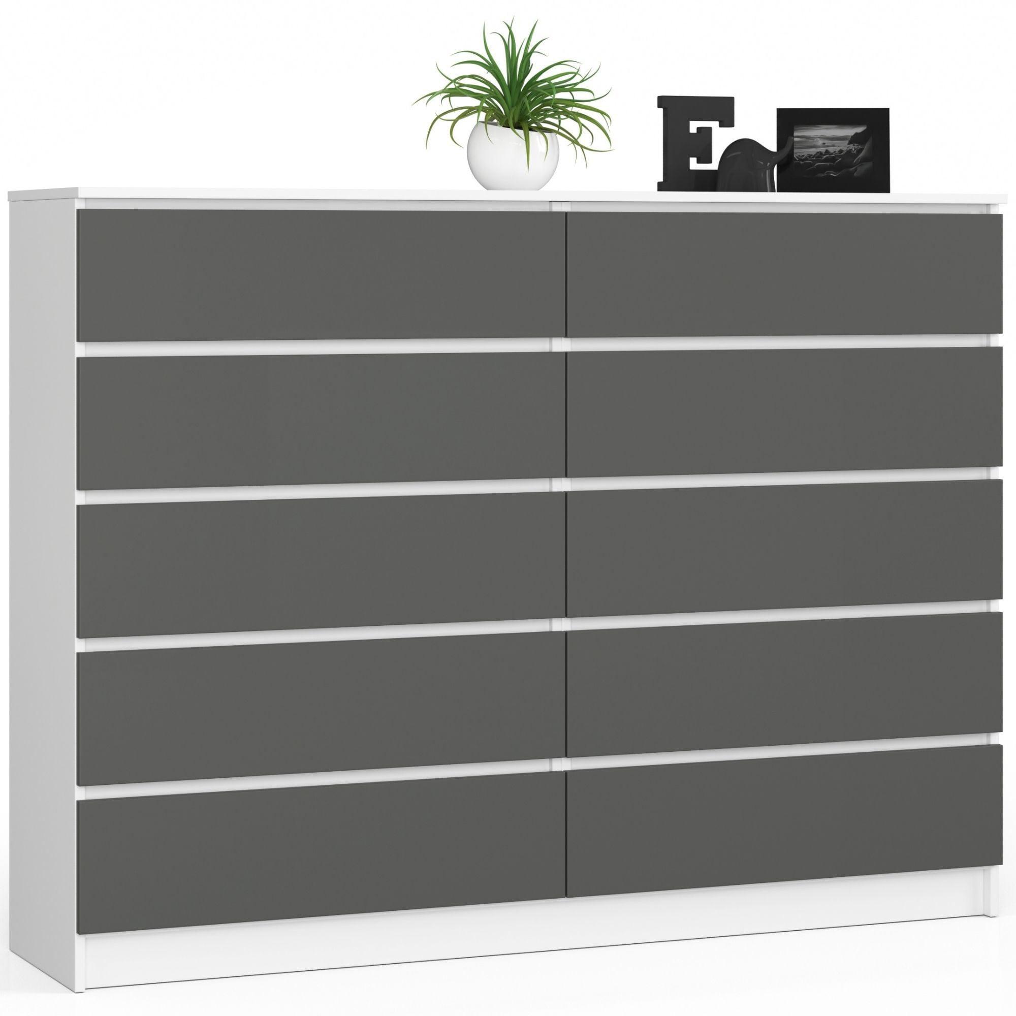 KOMMODE Weiß, Graphit Grau 121/160/40 - Weiß, Holzwerkstoff (160/121/40cm) - RAUMHIRSCH FURNITURE