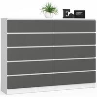 KOMMODE Weiß, Graphit Grau 121/160/40 - Weiß, Holzwerkstoff (160/121/40cm) - RAUMHIRSCH FURNITURE