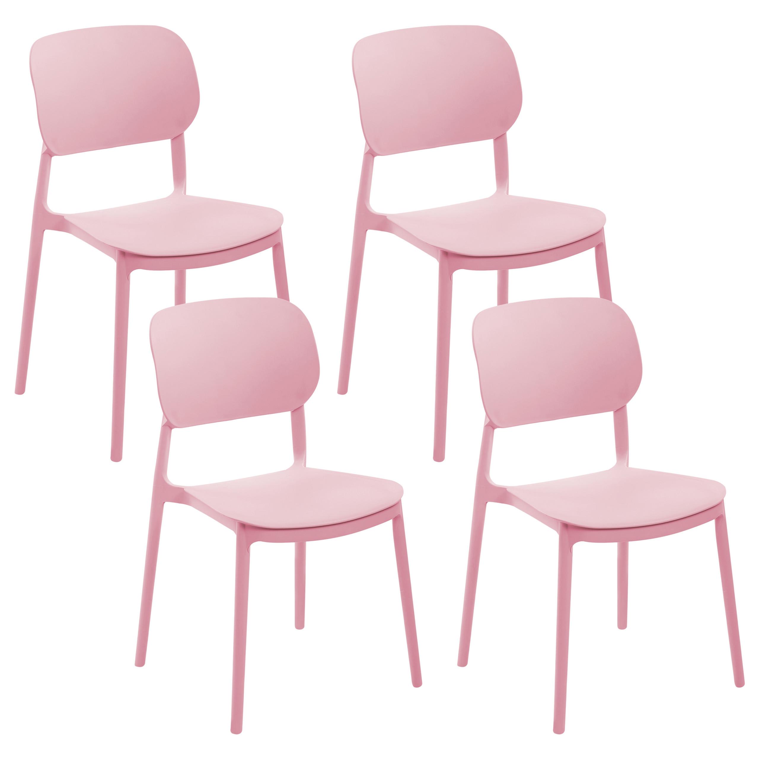GARTENSTUHL 4er-Set Rosa Tupiza - Pink, Kunststoff (47/82/48cm) - Beliani