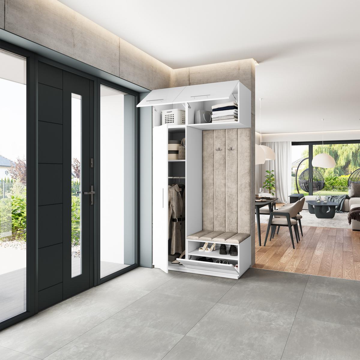 GARDEROBENSCHRANK REMA 120/240/60 cm Modern Weiß - Beige/Weiß, Holzwerkstoff (120/240/60cm) - MASSENO