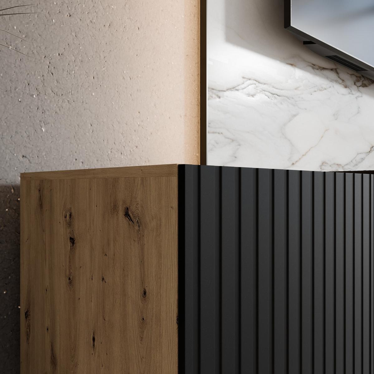 LOWBOARD LIVO 100/41/40 cm, Hängender TV-Schrank Eiche Artisan - Schwarz/Eiche Artisan, Holzwerkstoff (100/41/40cm) - MASSENO