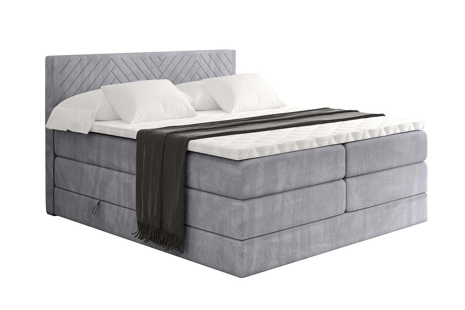 BOXSPRINGBETT mit Matratze H3|H4 und Lattenrost - VEXA KING-180x200 - Grau Monolith - Grau, Holzwerkstoff (180/200cm) - ALTDECOR