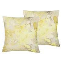 DEKOKISSEN 2er-Set Gelb 45/45 cm Pachira - Gelb, Naturmaterialien/Textil (45/45cm) - Beliani