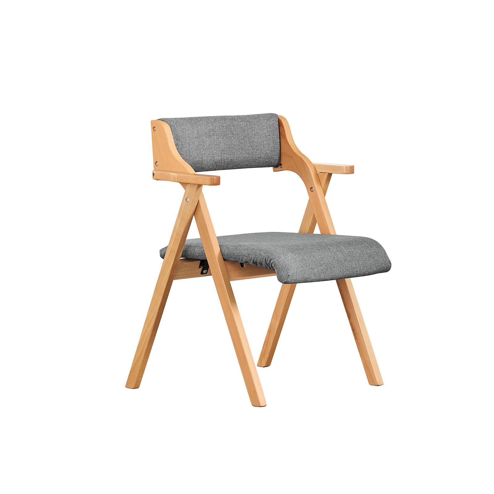 KLAPPSTUHL aus massivem Buchenholz mit Polsterung, Grau - Grau, Holz (61.5/77.6/56cm) - SoBuy