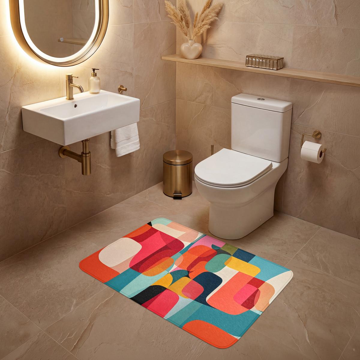 WC-VORLEGER Formen - Bunt - Abstrakt - Flugzeuge Toilettenteppich 90x60 cm - Multicolor, Textil (90/1cm) - OnlyWow