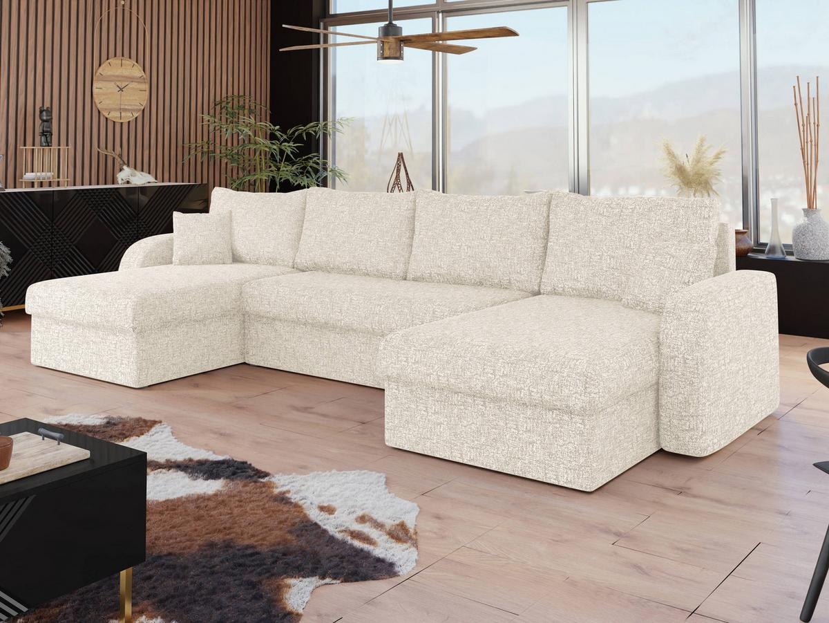 ECKSOFA Kris U Lux - Schwarz/Naturfarben, Holz/Kunststoff (304/140cm) - MIRJAN24