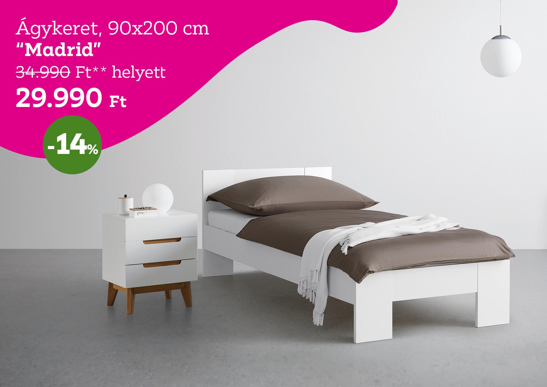 Ágykeret MADRID 34990 Forint helyett 29990 Forint, kedvezmény mértéke 14%